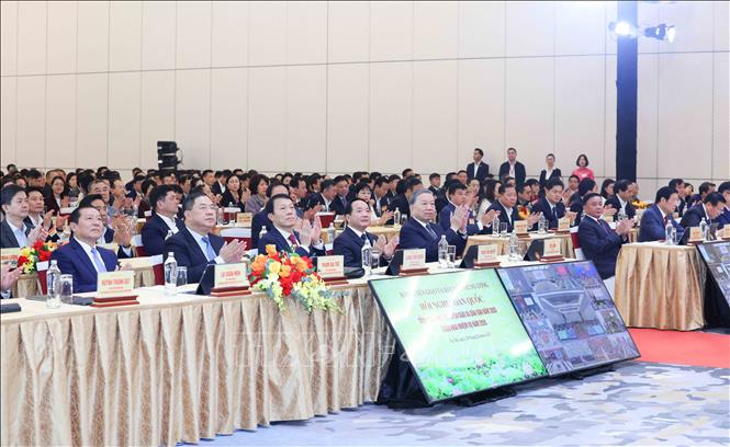 Tổng Bí thư Tô Lâm và các đại biểu tham dự Hội nghị toàn quốc tổng kết công tác Tuyên giáo và Dân vận năm 2025, triển khai nhiệm vụ năm 2026. Ảnh: Phương Hoa - TTXVN