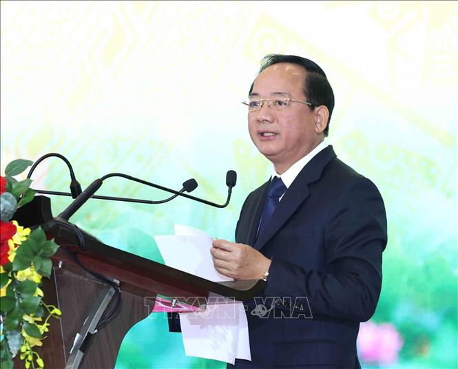 Đồng chí Trịnh Văn Quyết, Bí thư Trung ương Đảng, Trưởng Ban Tuyên giáo và Dân vận Trung ương phát biểu đề dẫn hội nghị. Ảnh: Phương Hoa - TTXVN