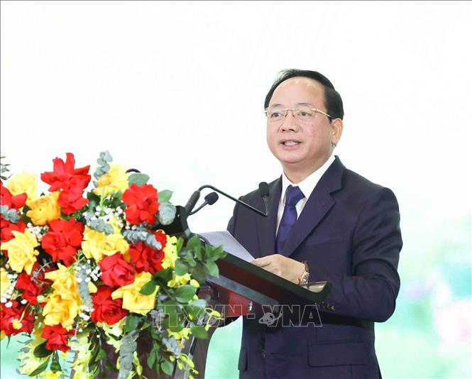 Đồng chí Trịnh Văn Quyết, Bí thư Trung ương Đảng, Trưởng Ban Tuyên giáo và Dân vận Trung ương phát biểu đề dẫn hội nghị. Ảnh: Phương Hoa - TTXVN