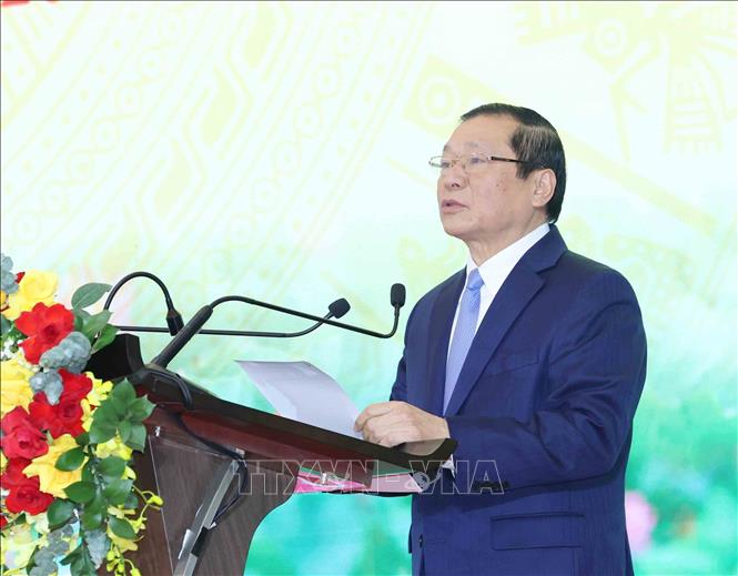 Đồng chí Lại Xuân Môn, Uỷ viên Trung ương Đảng, Phó Trưởng Ban Thường trực Ban Tuyên giáo và Dân vận Trung ương phát biểu tại hội nghị. Ảnh: Phương Hoa - TTXVN