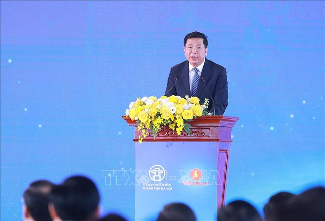 Bộ trưởng Bộ Xây dựng Trần Hồng Minh phát biểu. Ảnh: Dương Giang-TTXVN 
