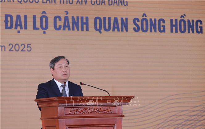 Ông Vũ Đại Thắng, Chủ tịch Ủy ban nhân dân thành phố Hà Nội phát biểu tại buổi lễ. Ảnh: Phan Phương - TTXVN