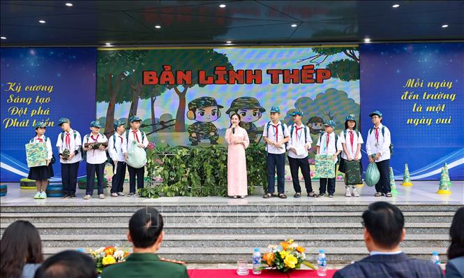 Học sinh trường THCS Trần Duy Hưng, phường Yên Hòa (Hà Nội) hào hứng tham gia thử thách ở phần thi 