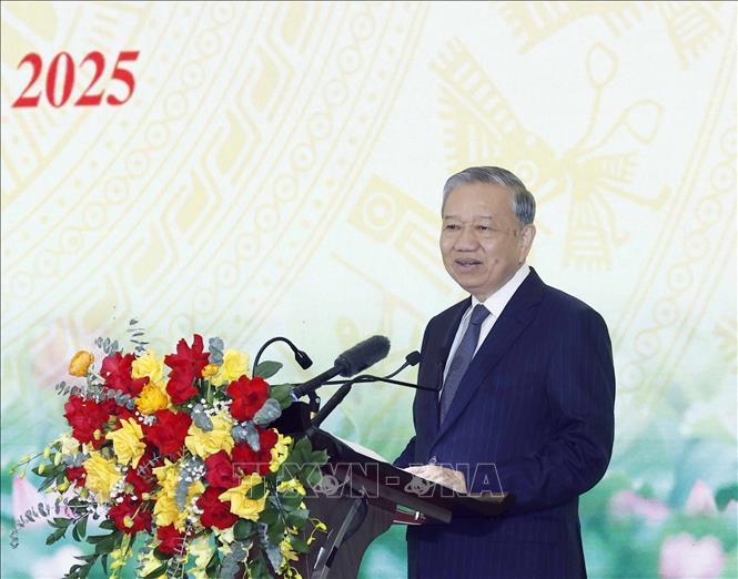 Tổng Bí thư Tô Lâm phát biểu chỉ đạo. Ảnh: Thống Nhất - TTXVN