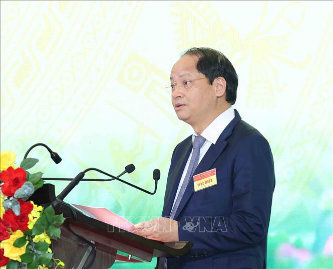 Đồng chí Nguyễn Doãn Toản, Trưởng Ban Tuyên giáo và Dân vận Thành uỷ Hà Nội trình bày tham luận tại hội nghị. Ảnh: Phương Hoa - TTXVN