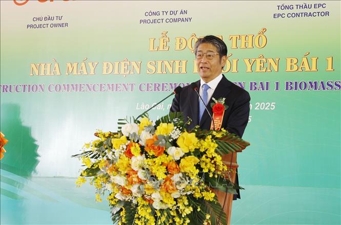 Ông Ito Naoki, Đại sứ đặc mệnh toàn quyền Nhật Bản tại Việt Nam phát biểu tại lễ động thổ. Ảnh: Tuấn Anh - TTXVN