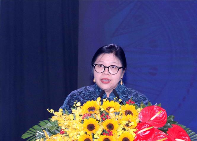Bà Carolina Tinangon, Tổng Lãnh sự Cộng hòa Indonesia tại Thành phố Hồ Chí Minh phát biểu. Ảnh: Xuân Khu - TTXVN
