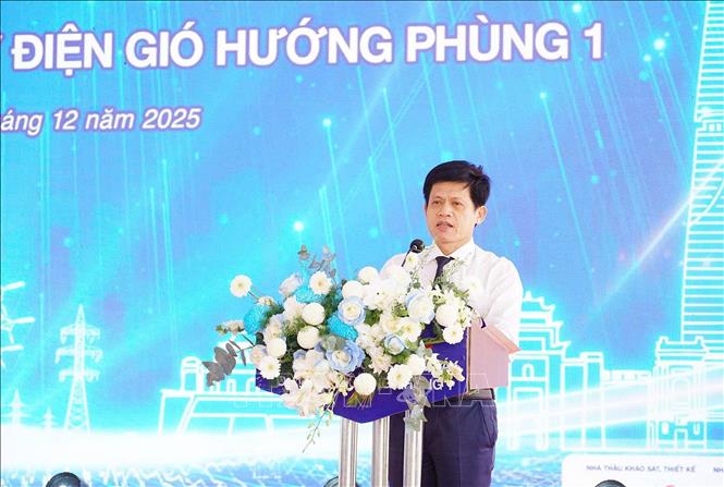 Ông Lê Văn Bảo, Phó Chủ tịch UBND tỉnh Quảng Trị, phát biểu tại lễ khởi công. Ảnh: Nguyên Linh-TTXVN
