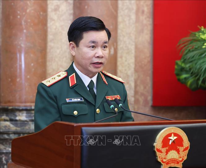 Thượng tướng Đỗ Xuân Tụng, Phó Chủ nhiệm Tổng cục Chính trị Quân đội nhân dân Việt Nam phát biểu. Ảnh: Lâm Khánh - TTXVN
