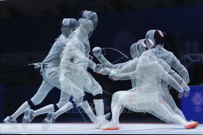 4 VĐV Nguyễn Xuân Lợi, Nguyễn Văn Quyết, Lê Văn Bang, Phan Ánh Dương thi đấu xuất sắc, giành HCV. Ảnh: Minh Quyết - PV TTXVN tại Thái Lan