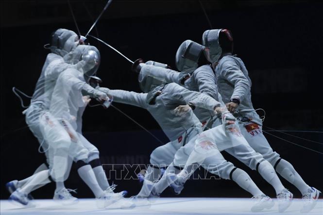 4 VĐV Nguyễn Xuân Lợi, Nguyễn Văn Quyết, Lê Văn Bang, Phan Ánh Dương thi đấu xuất sắc, giành HCV. Ảnh: Minh Quyết - PV TTXVN tại Thái Lan