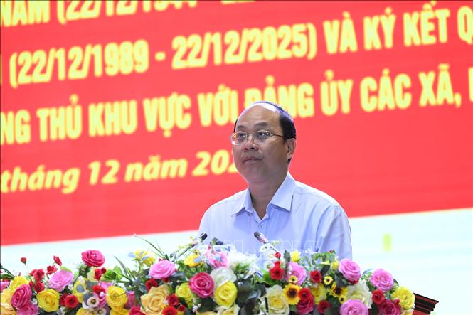 Đồng chí Nguyễn Hồ Hải, Bí thư Tỉnh ủy Cà Mau phát biểu tại buổi lễ. Ảnh: Chanh Đa-TTXVN