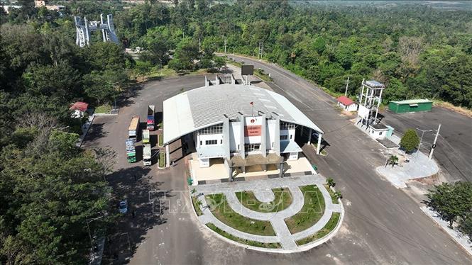 Cửa khẩu quốc tế Lệ Thanh, xã IA Dom, tỉnh Gia Lai. Ảnh: Vũ Sinh - TTXVN