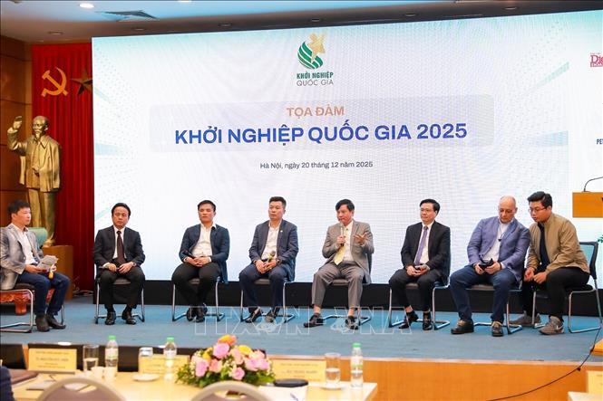 Toạ đàm Khởi nghiệp quốc gia 2025. Ảnh: Khánh Hoà - TTXVN