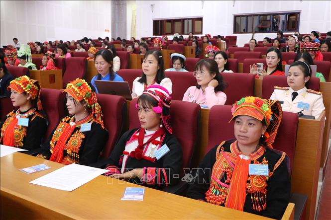 Đại hội đại biểu Phụ nữ tỉnh Lai Châu lần thứ XIII, nhiệm kỳ 2025 – 2030 có 210 đại biểu tham dự. Ảnh: Nguyễn Oanh-TTXVN.