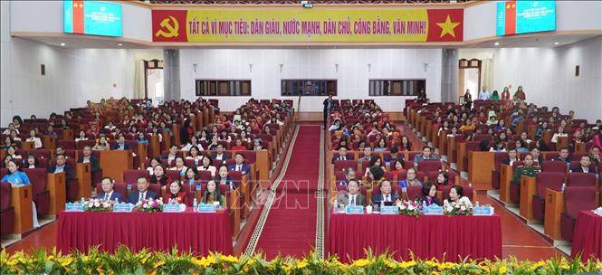 Các đại biểu dự Đại hội đại biểu Phụ nữ tỉnh Lai Châu lần thứ XIII, nhiệm kỳ 2025 – 2030. Ảnh: Nguyễn Oanh-TTXVN.