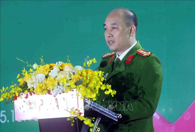 Đại tá Nguyễn Đức Long, Phó Giám đốc, Thủ trưởng Cơ quan Cảnh sát điều tra Công an thành phố Hà Nội phát biểu. Ảnh: Phạm Kiên - TTXVN