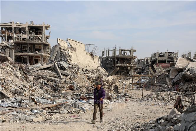 Cảnh đổ nát do xung đột tại Jabalia, Dải Gaza. Ảnh: THX/TTXVN