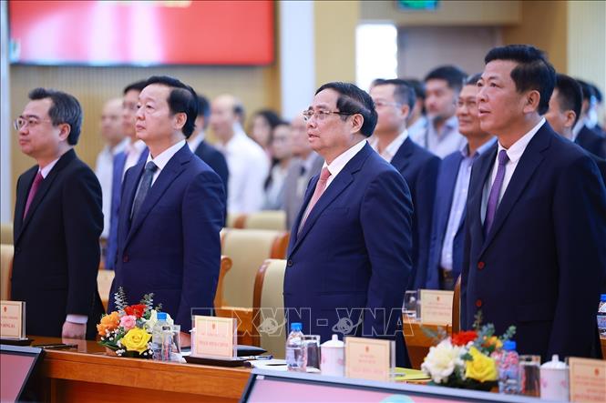 Thủ tướng Phạm Minh Chính dự Hội nghị Tổng kết công tác năm 2025 và triển khai nhiệm vụ năm 2026 của Bộ Xây dựng. Ảnh: Dương Giang-TTXVN
