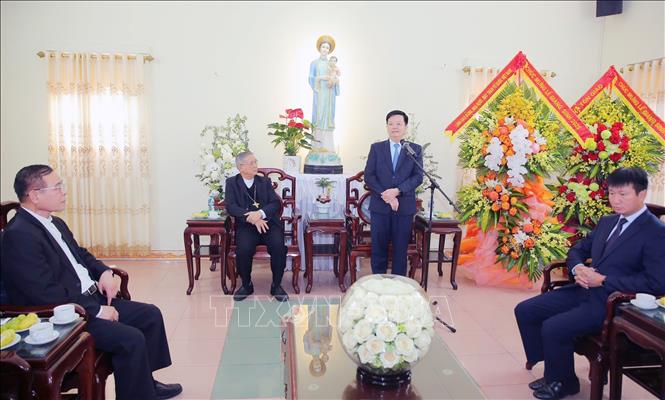 Phó Thủ tướng Chính phủ Mai Văn Chính phát biểu chúc mừng Giáng sinh tại Tòa Giám mục Bùi Chu, xã Xuân Trường. Ảnh: Nguyễn Chinh - TTXVN