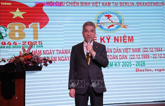Đại sứ Việt Nam tại CHLB Đức Nguyễn Đắc Thành phát biểu tại lễ kỷ niệm. Ảnh: Thu Hằng - PV TTXVN tại Đức
