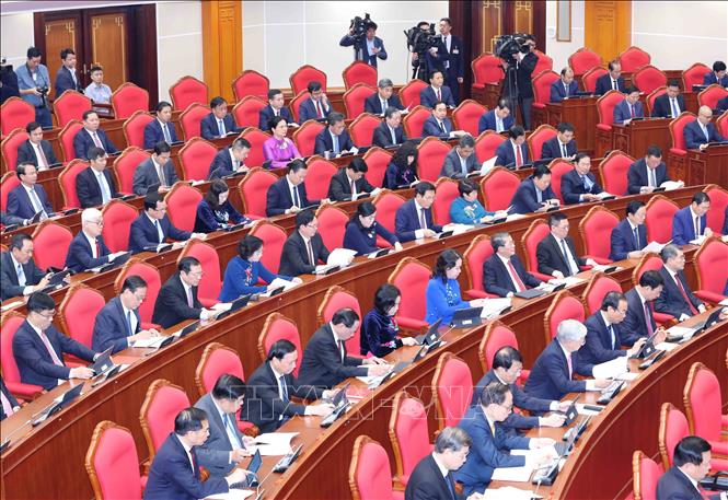 Các đại biểu dự khai mạc Hội nghị lần thứ 15 Ban Chấp hành Trung ương Đảng khóa XIII. Ảnh: Phương Hoa - TTXVN