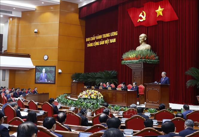 Tổng Bí thư Tô Lâm phát biểu khai mạc Hội nghị lần thứ 15 Ban Chấp hành Trung ương Đảng khóa XIII. Ảnh: Thống Nhất - TTXVN