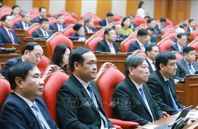 Các đại biểu dự khai mạc Hội nghị lần thứ 15 Ban Chấp hành Trung ương Đảng khóa XIII. Ảnh: Thống Nhất - TTXVN