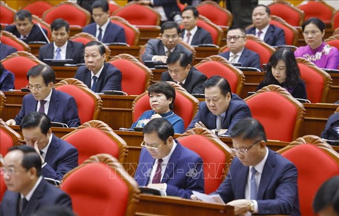 Các đại biểu dự khai mạc Hội nghị lần thứ 15 Ban Chấp hành Trung ương Đảng khóa XIII. Ảnh: Doãn Tấn - TTXVN 