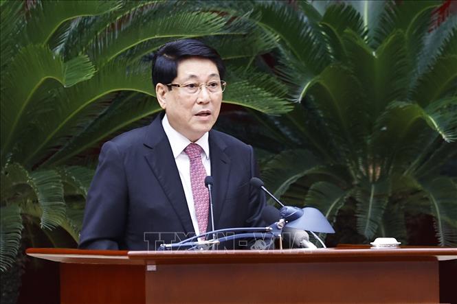 State President Luong Cuong speaks at the meeting. VNA Photo