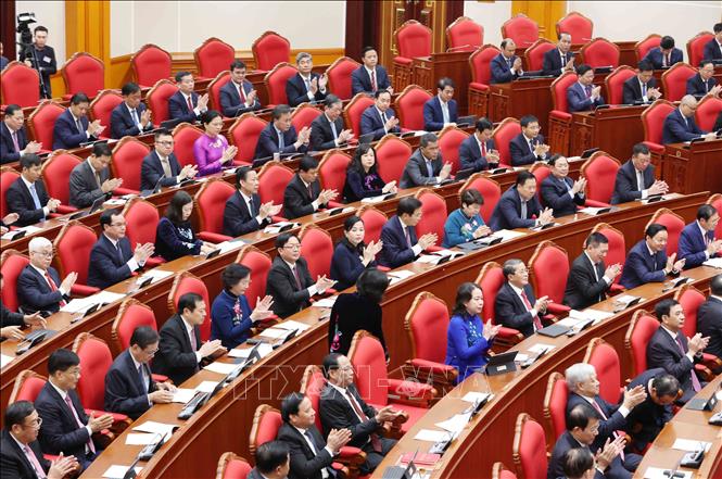 Các đại biểu dự khai mạc Hội nghị lần thứ 15 Ban Chấp hành Trung ương Đảng khóa XIII. Ảnh: Phương Hoa - TTXVN