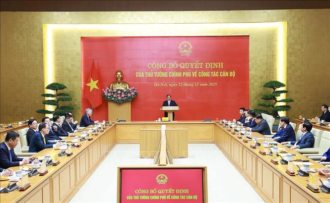 Lễ công bố Quyết định của Thủ tướng Chính phủ về công tác cán bộ. Ảnh: Dương Giang - TTXVN 
