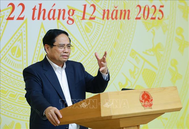 Thủ tướng Phạm Minh Chính, Chủ tịch Hội đồng Thi đua - Khen thưởng Trung ương kết luận Phiên họp lần thứ 16. Ảnh: Dương Giang - TTXVN
