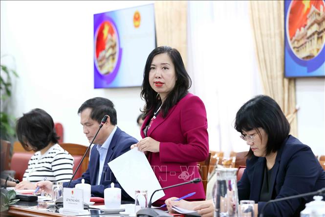 Thứ trưởng Bộ Ngoại giao Lê Thị Thu Hằng, Trưởng Tiểu ban Tuyên truyền và Văn hóa APEC 2027 chủ trì cuộc họp lần 1 của Tiểu ban. Ảnh: An Đăng - TTXVN