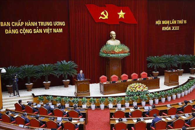 Tổng Bí thư Tô Lâm phát biểu bế mạc Hội nghị lần thứ 15 Ban Chấp hành Trung ương Đảng khoá XIII. Ảnh: Doãn Tấn - TTXVN