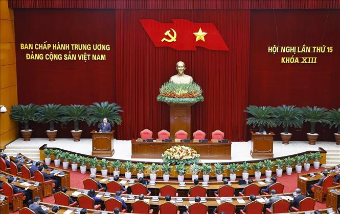 Tổng Bí thư Tô Lâm phát biểu bế mạc Hội nghị lần thứ 15 Ban Chấp hành Trung ương Đảng khoá XIII. Ảnh: Doãn Tấn - TTXVN