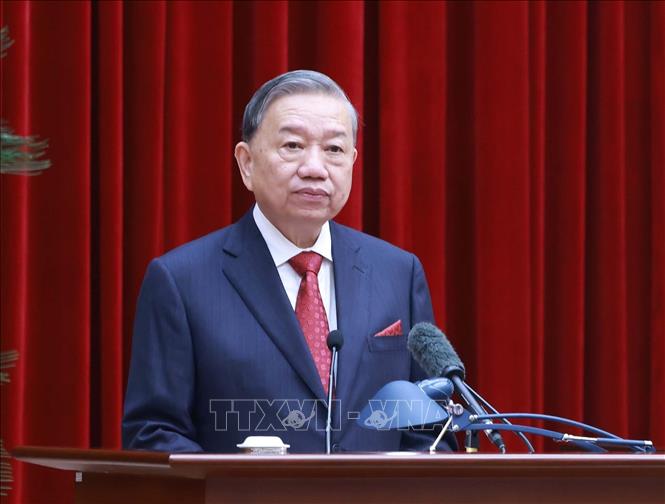 Tổng Bí thư Tô Lâm phát biểu bế mạc Hội nghị lần thứ 15 Ban Chấp hành Trung ương Đảng khoá XIII. Ảnh: Thống Nhất - TTXVN