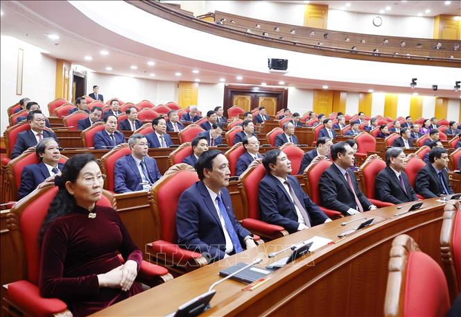 Các đại biểu dự phiên bế mạc Hội nghị lần thứ 15 Ban Chấp hành Trung ương Đảng khoá XIII. Ảnh: Thống Nhất - TTXVN