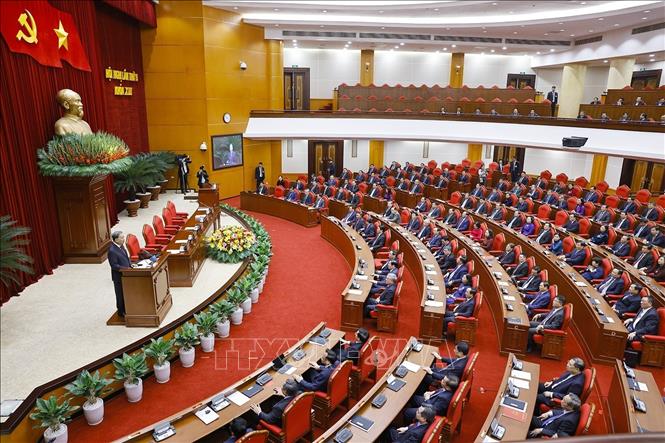 Tổng Bí thư Tô Lâm phát biểu bế mạc Hội nghị lần thứ 15 Ban Chấp hành Trung ương Đảng khoá XIII. Ảnh: Doãn Tấn - TTXVN