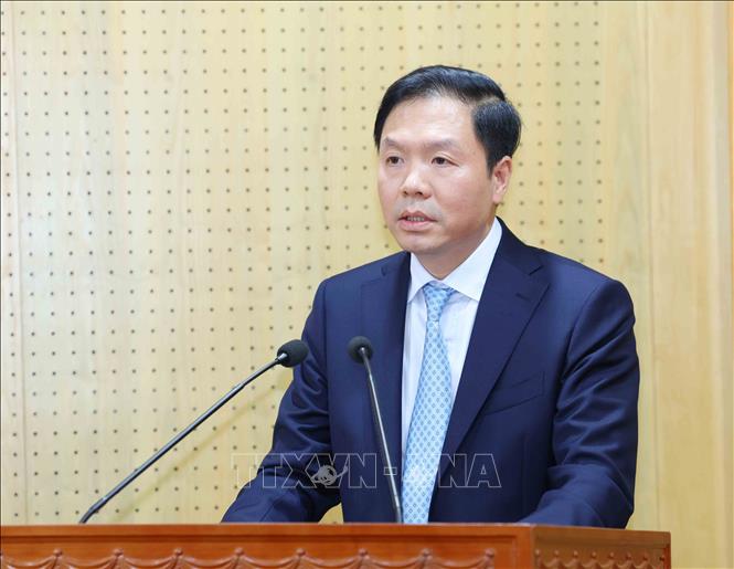 Đồng chí Trịnh Mạnh Linh, Phó Trưởng Ban Tổ chức Trung ương phát biểu nhận nhiệm vụ. Ảnh: Phương Hoa – TTXVN