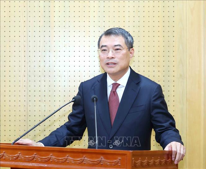 Đồng chí Lê Minh Hưng, Uỷ viên Bộ Chính trị, Bí thư Trung ương Đảng, Trưởng Ban Tổ chức Trung ương phát biểu. Ảnh: Phương Hoa – TTXVN