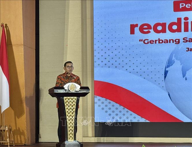 Bộ trưởng Văn hóa Indonesia, Tiến sĩ Fadli Zone phát biểu tại buổi lễ. Ảnh: Đỗ Quyên – PV TTXVN tại Indonesia