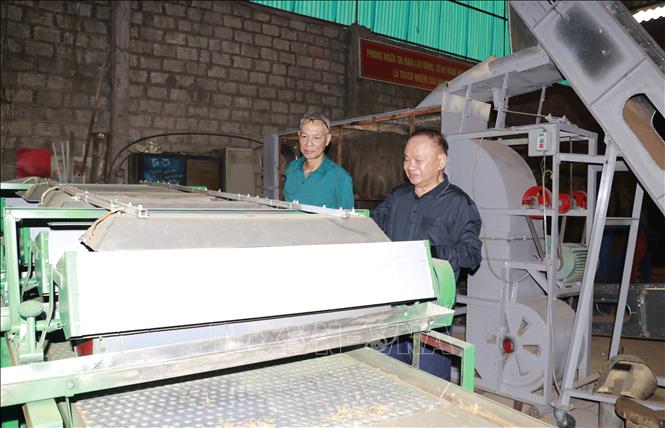 Nhiều sản phẩm do kỹ sư Vũ Hữu Lê tạo ra được Cục Sở hữu trí tuệ cấp bằng độc quyền sáng chế, trở thành sản phẩm công nghiệp nông thôn tiêu biểu. Ảnh: Đinh Thùy - TTXVN