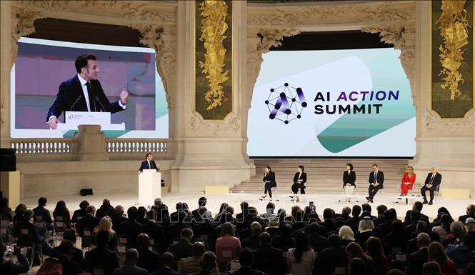 Ngày 11/2/2025, tổng cộng 61 quốc gia đã thông qua tuyên bố chung về nhu cầu trí tuệ nhân tạo (AI) “mở, toàn diện và đạo đức” tại Hội nghị thượng đỉnh AI Paris diễn ra ở Pháp. Ảnh: THX/TTXVN