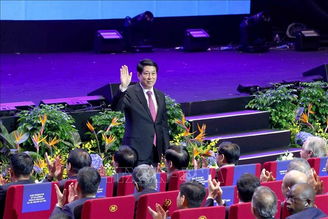 President Luong Cuong attends the signing ceremony and the High-level Conference of the United Nations Convention against Cybercrime (Hanoi Convention). VNA Photo: Phương Hoa 