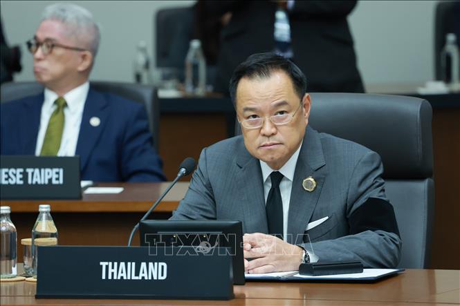 Thủ tướng lâm thời Thái Lan Anutin Charnvirakul tại hội nghị thượng đỉnh Tổ chức Hợp tác Kinh tế châu Á - Thái Bình Dương ở thành phố Gyeongju, Hàn Quốc ngày 31/10/2025. Ảnh: Yonhap/TTXVN