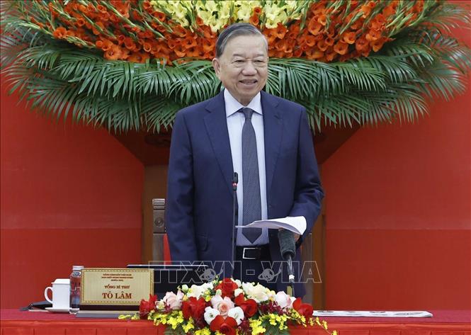 Tổng Bí thư Tô Lâm phát biểu chỉ đạo. Ảnh: Thống Nhất - TTXVN