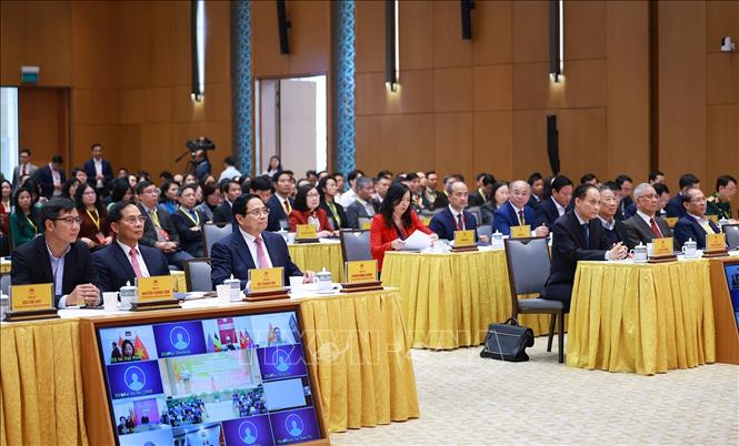 Thủ tướng Phạm Minh Chính dự Hội nghị toàn quốc tổng kết công tác đối với người Việt Nam ở nước ngoài. Ảnh: Dương Giang-TTXVN
