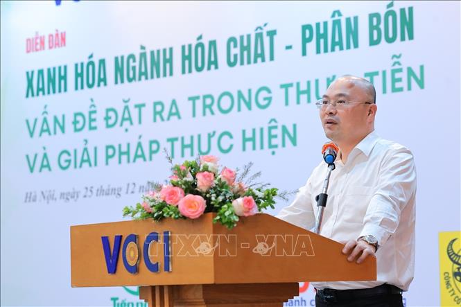 Ông Phạm Huy Nam Sơn, Phó Cục trưởng Cục Hoá chất, Bộ Công thương chia sẻ tại diễn đàn. Ảnh: Lê Đông - TTXVN