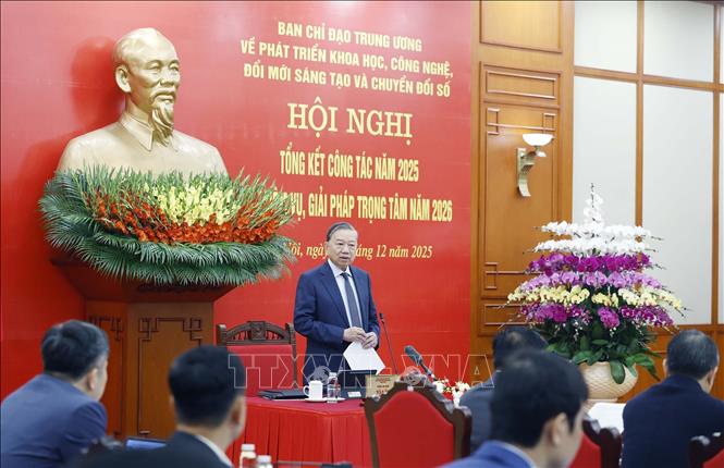 Party General Secretary To Lam speaks at the conference. VNA Photo: Thống Nhất 